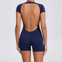 Luna Yoga Jumpsuit with Breathable & Flexible Design-Blue Short-S-State of Style