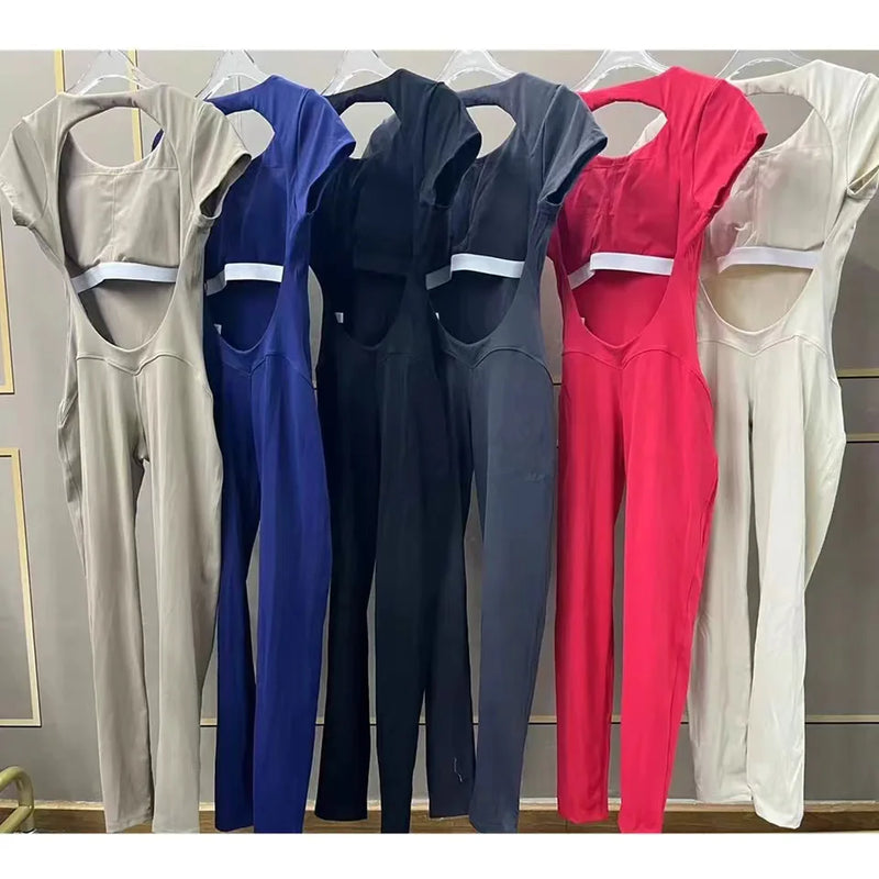 Luna Yoga Jumpsuit with Breathable & Flexible Design-Red-S-State of Style