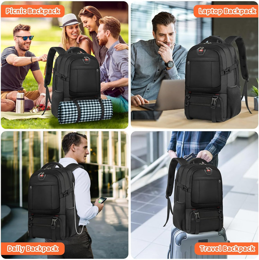 Extra-Large Lunch and Laptop Travel Backpack with USB Charging Port
