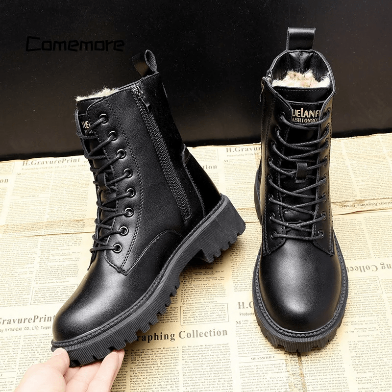 Luxe Black Leather Women's Winter Boots - Bella-4-State of Style