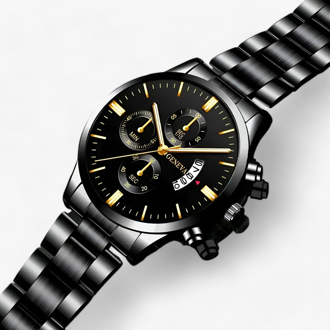 Luxe Black Quartz Men's Watch - Caspian-State of Style