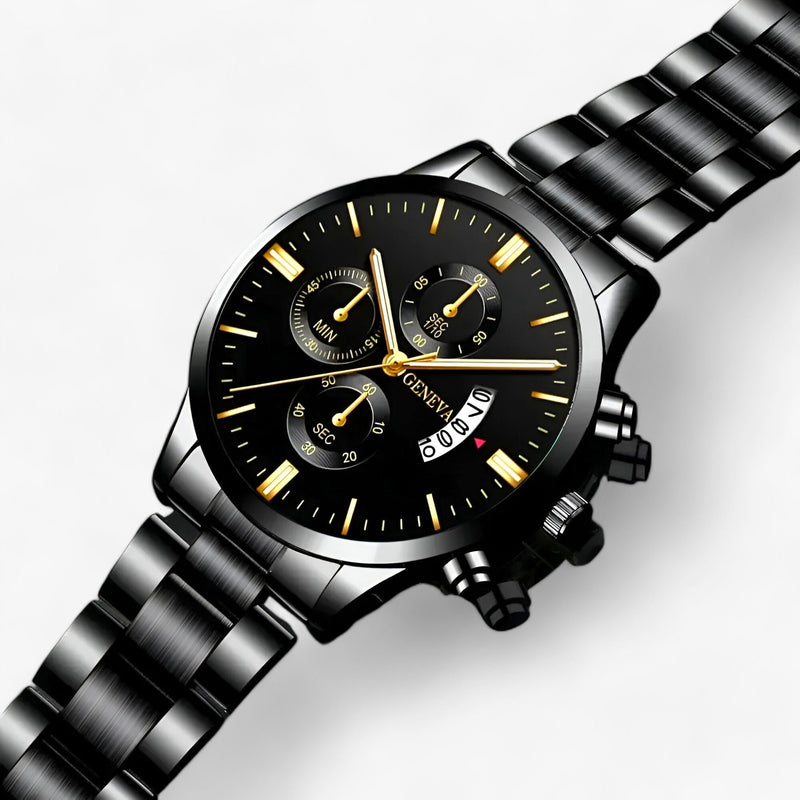 Luxe Black Quartz Men's Watch - Caspian-State of Style