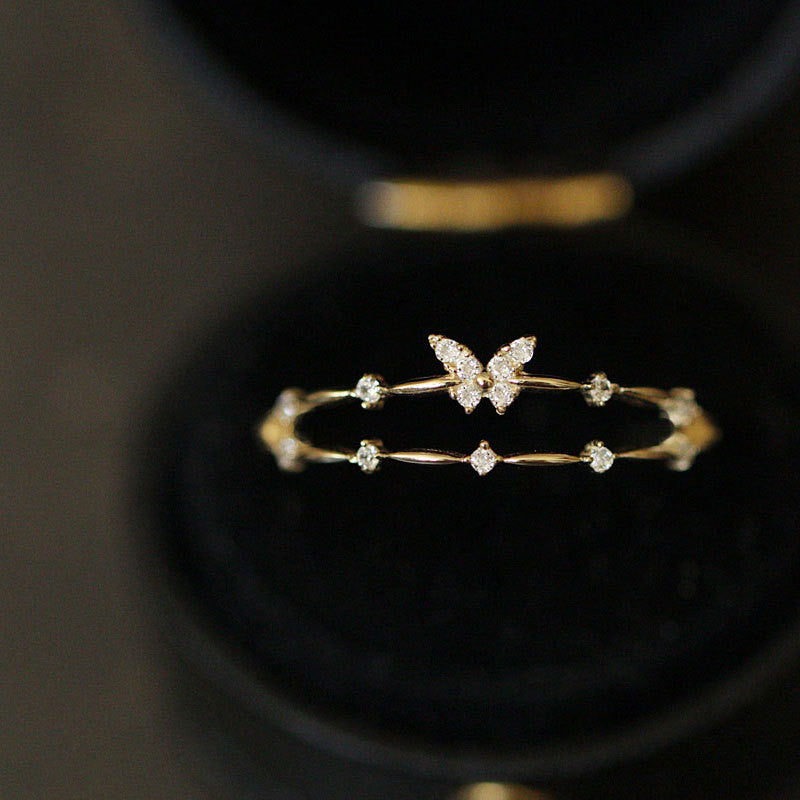 Luxe Butterfly Ring with Sparkling Zirconia - Aurielle-Gold-State of Style