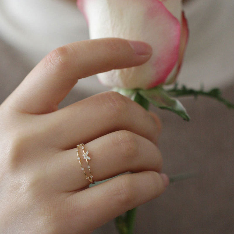 Luxe Butterfly Ring with Sparkling Zirconia - Aurielle-Gold-State of Style