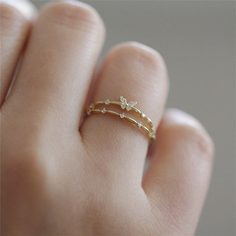 Luxe Butterfly Ring with Sparkling Zirconia - Aurielle-Gold-State of Style
