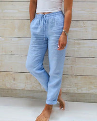 Luxe Cotton Linen Pants - SereneComfort-Blue-S-State of Style