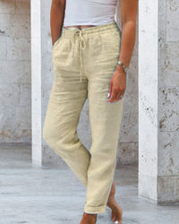 Luxe Cotton Linen Pants - SereneComfort-Khaki-S-State of Style