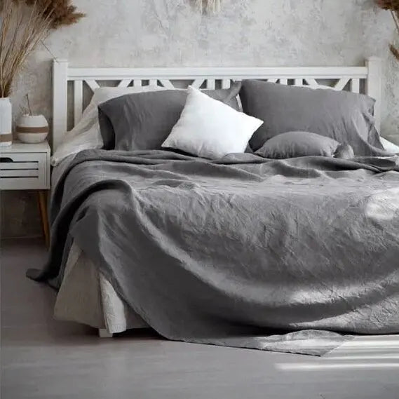 Luxe Linen Bedding - BreezyLuxe-150x230cm-Dark Grey-State of Style