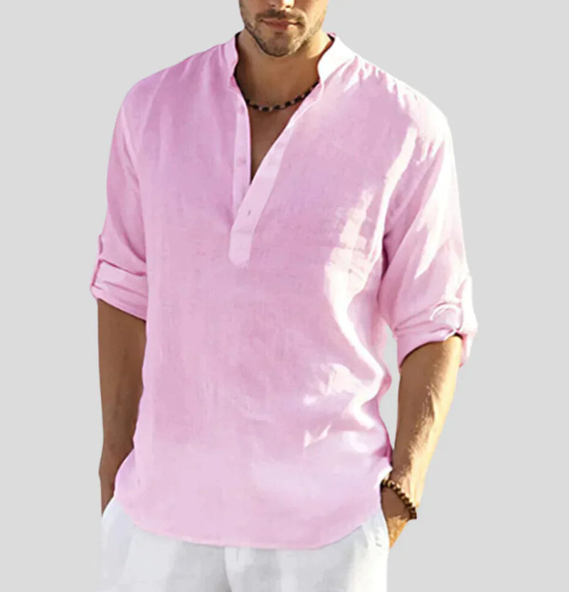 Luxe Linen Shirt - Hugo-Pink-S-State of Style