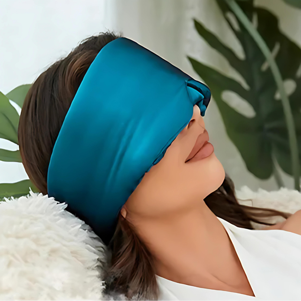 Luxe Sleep Mask in Pure Mulberry Silk - LunaPure-Blue-State of Style