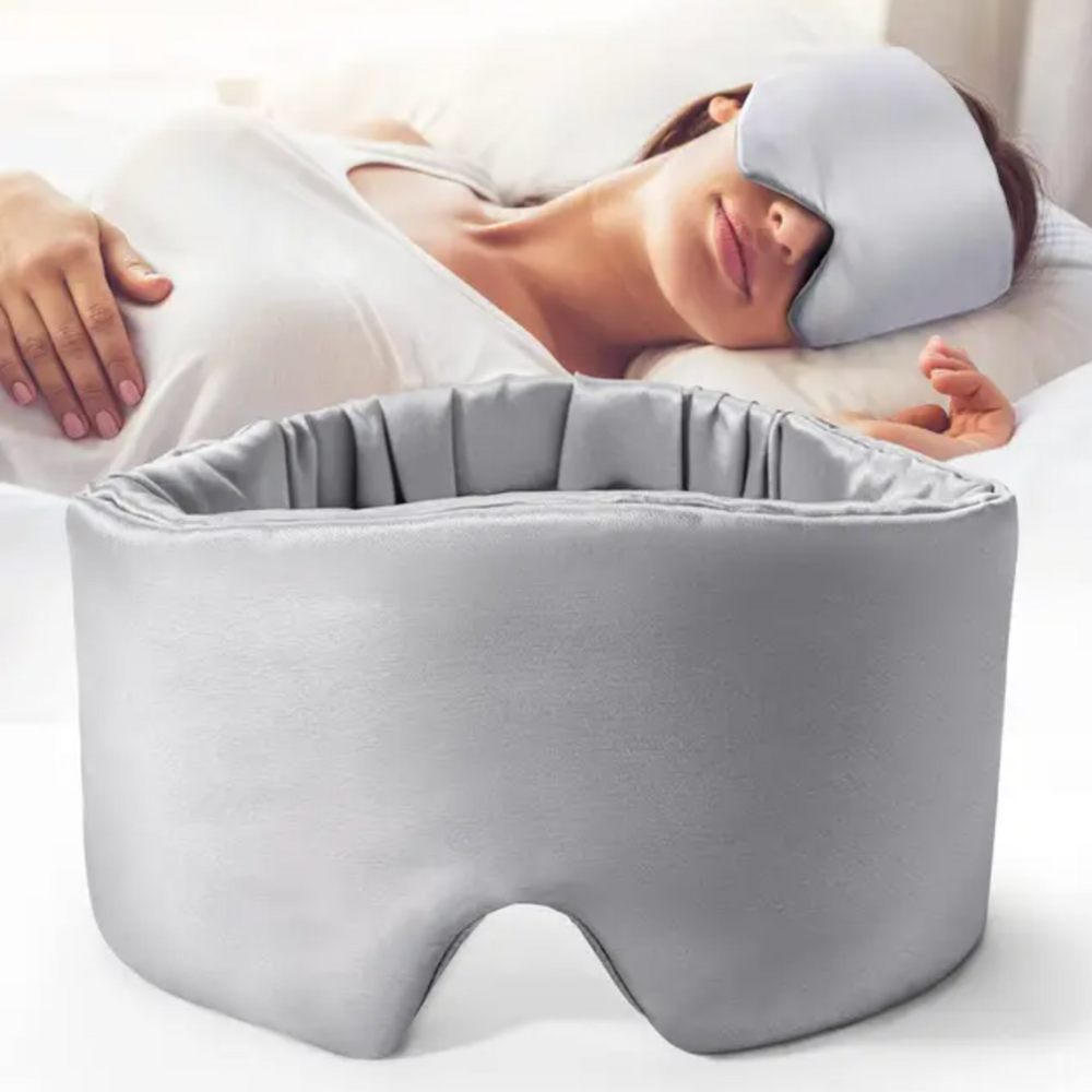 Luxe Sleep Mask in Pure Mulberry Silk - LunaPure-Grey-State of Style
