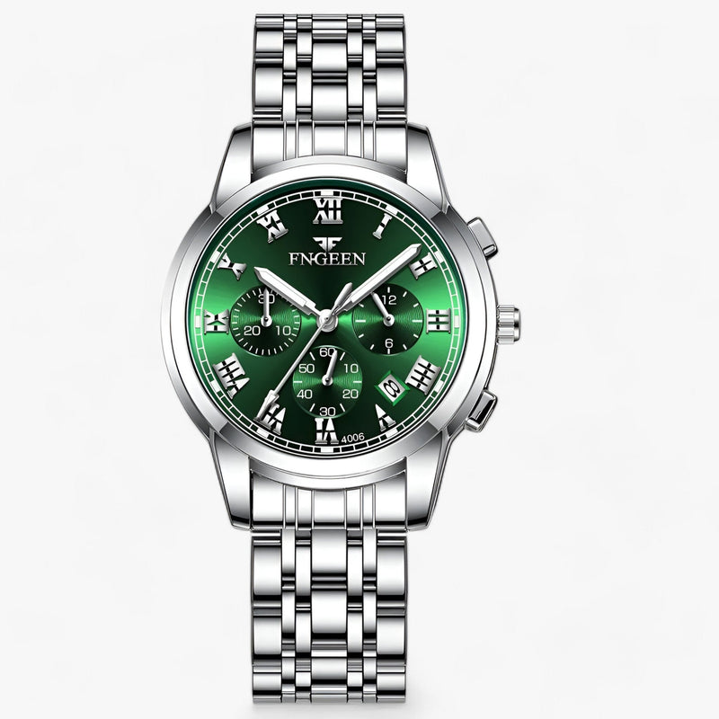 Luxe Titanium Women’s Watch – Clémence-Silver Green-State of Style