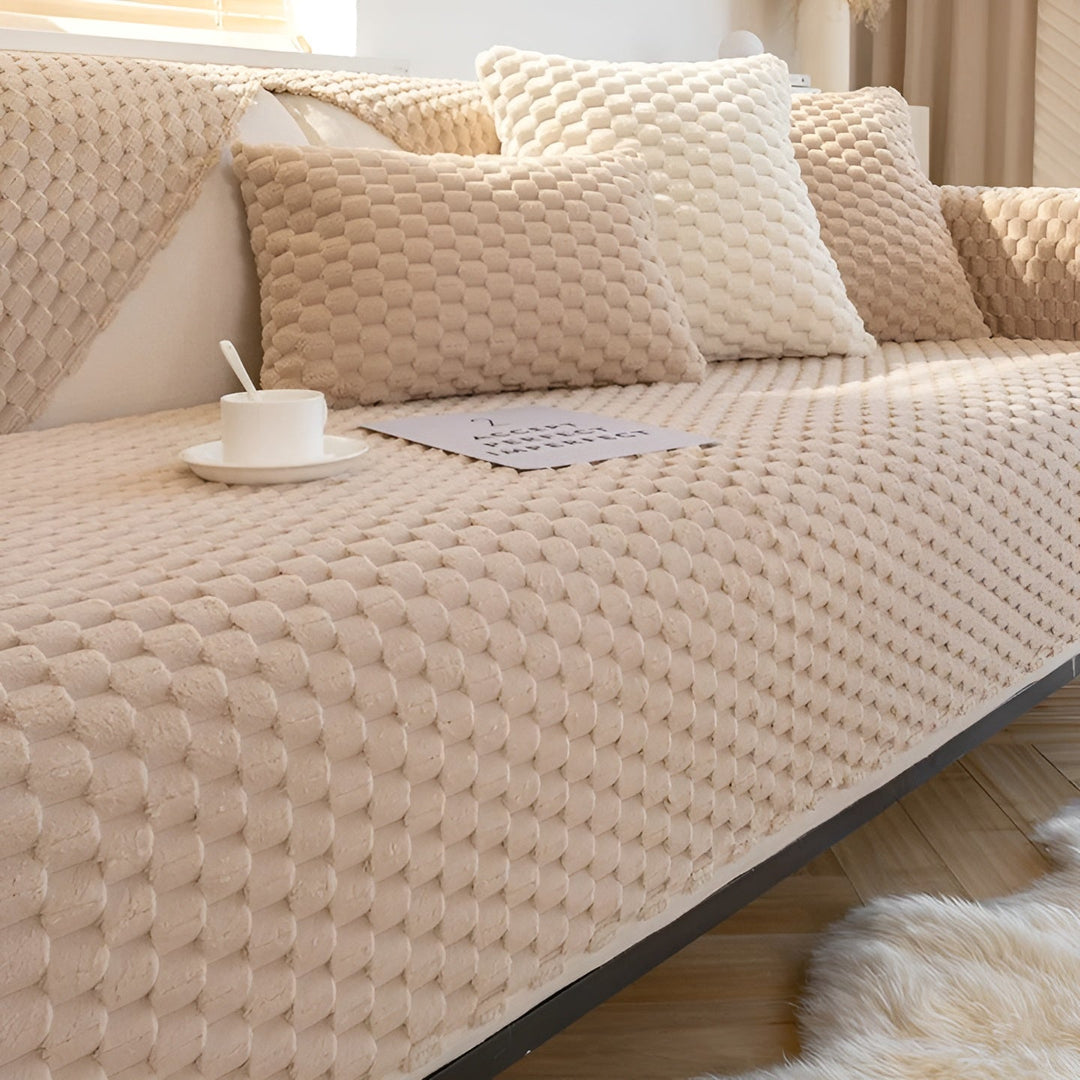 Luxe Velvet Sofa Cover - VeluLuxe-1 seater - 90x120 cm-Beige-State of Style
