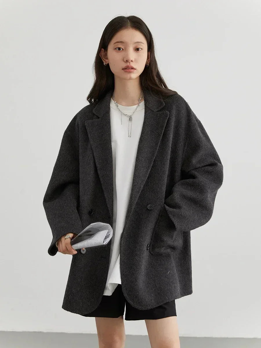 Luxe Wool Women's Coat - Aurora-Dark Grey-S-State of Style