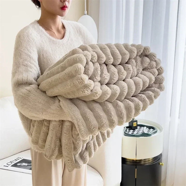 LuxuraWrap Soft Plush Maxi Blanket-120x200 cm-Cream-State of Style