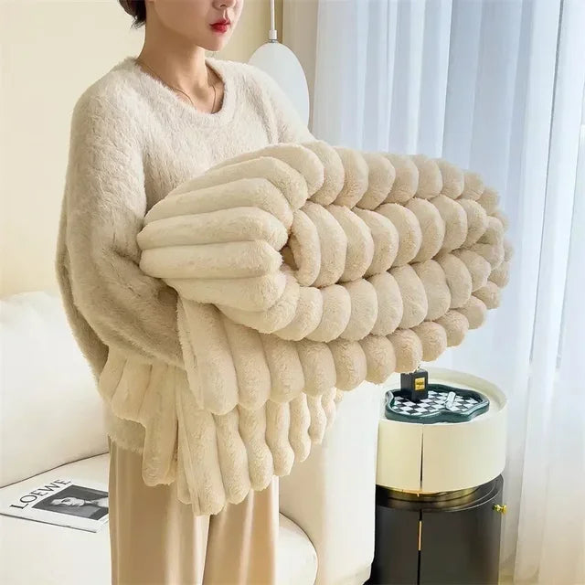 LuxuraWrap Soft Plush Maxi Blanket-120x200 cm-Cream-State of Style