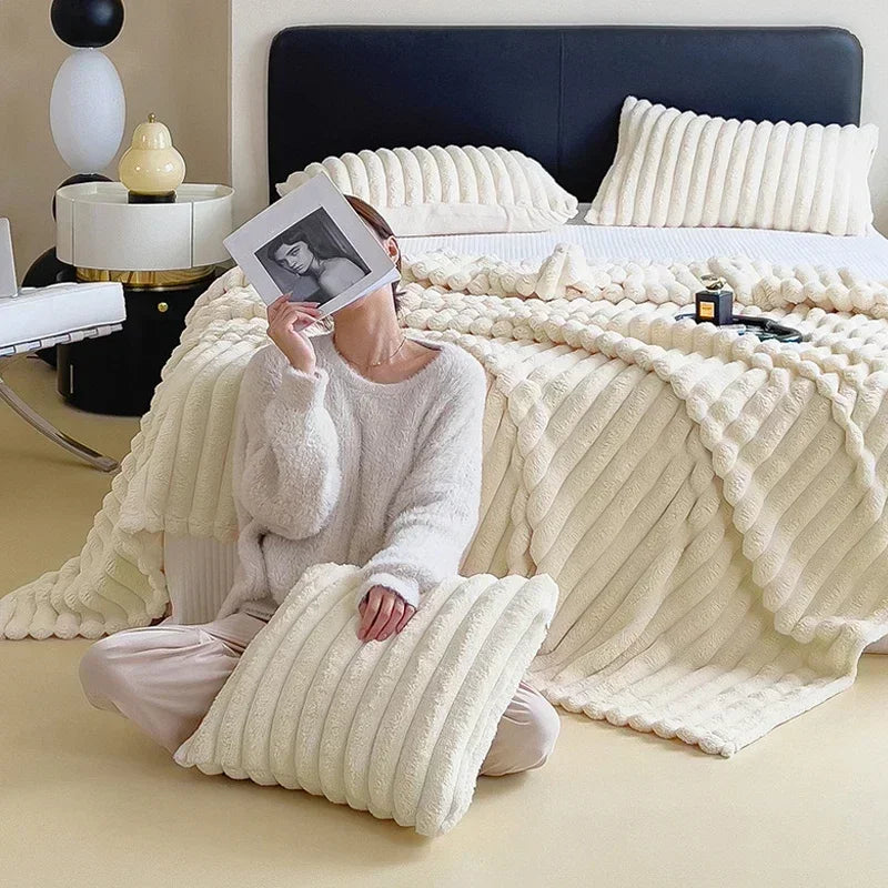 LuxuraWrap Soft Plush Maxi Blanket-120x200 cm-Cream-State of Style