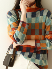 Luxurious Checked Women's Sweater - Eveline-S-State of Style