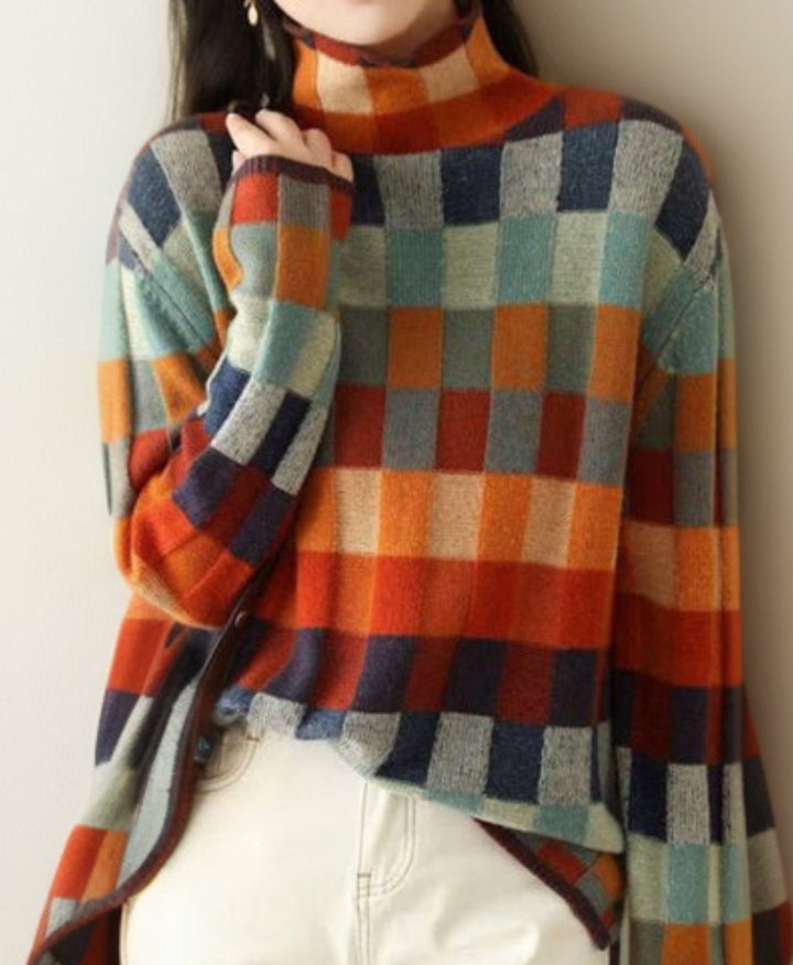 Luxurious Checked Women's Sweater - Eveline-S-State of Style
