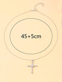 LUXURIOUS CROSS PENDANT NECKLACE WITH ZIRCON CRYSTAL-State of Style