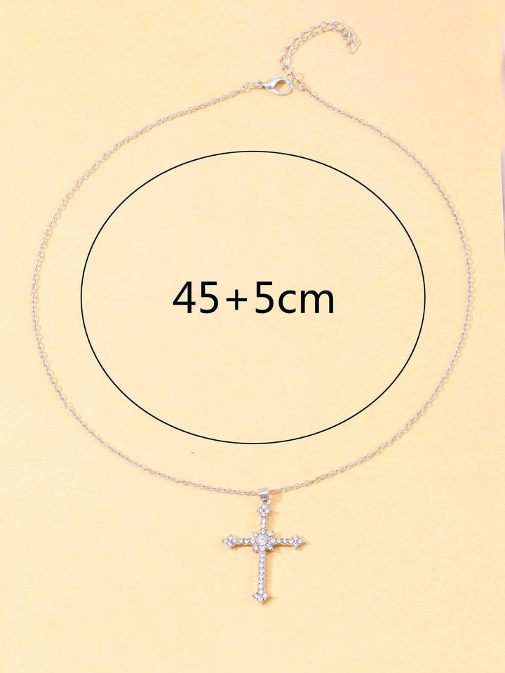 LUXURIOUS CROSS PENDANT NECKLACE WITH ZIRCON CRYSTAL-State of Style