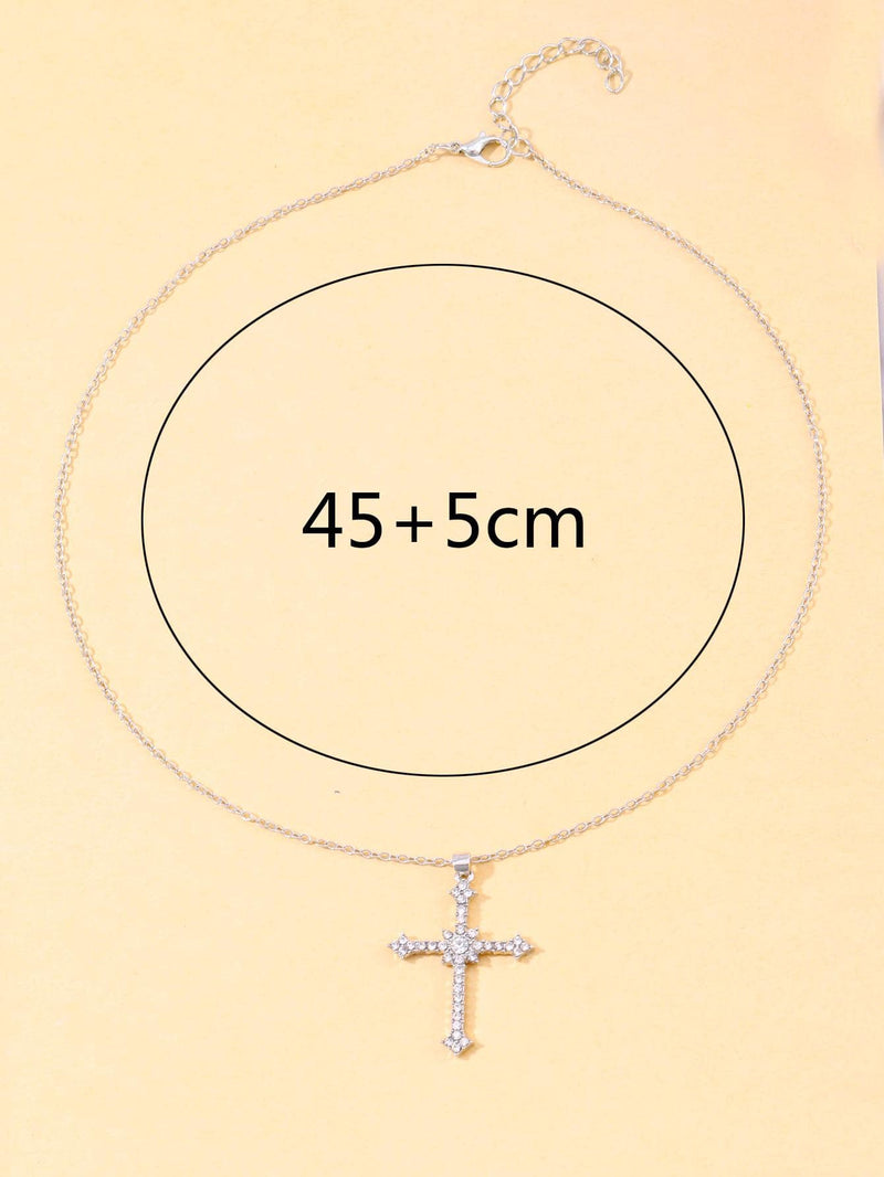 LUXURIOUS CROSS PENDANT NECKLACE WITH ZIRCON CRYSTAL-State of Style