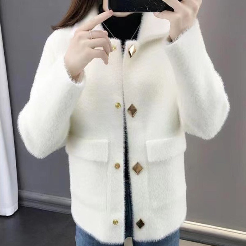Luxurious Faux Fur Jacket | Iqra Women's Fashion-Blue-S-State of Style