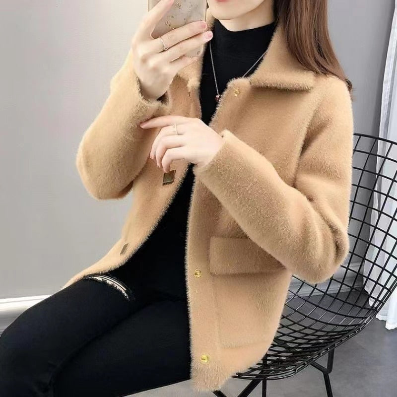 Luxurious Faux Fur Jacket | Iqra Women's Fashion-Brown-S-State of Style