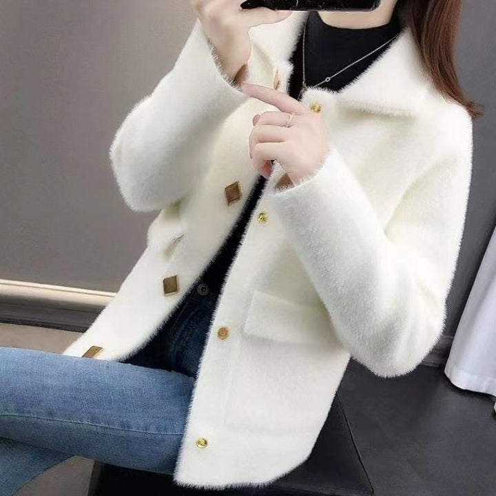 Luxurious Faux Fur Jacket | Iqra Women's Fashion-White-S-State of Style