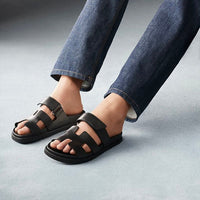 Luxurious Isobel Leather Slides for Women-Black-5-State of Style