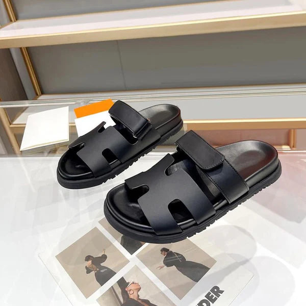 Luxurious Isobel Leather Slides for Women-Denim Blue-5-State of Style