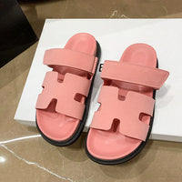 Luxurious Isobel Leather Slides for Women-Pink-5-State of Style