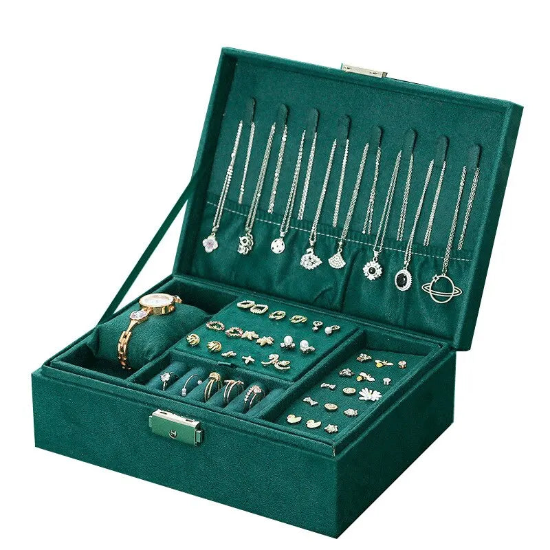 Luxurious Large Velvet Jewellery Box-GREEN-State of Style