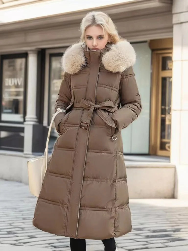 Luxurious Long Parka Coat for Women - Victoria-Khaki-S-State of Style