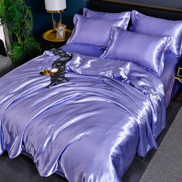 Luxurious Satin Duvet Cover - SilkSerenity-Blue/purple-150X200CM-State of Style