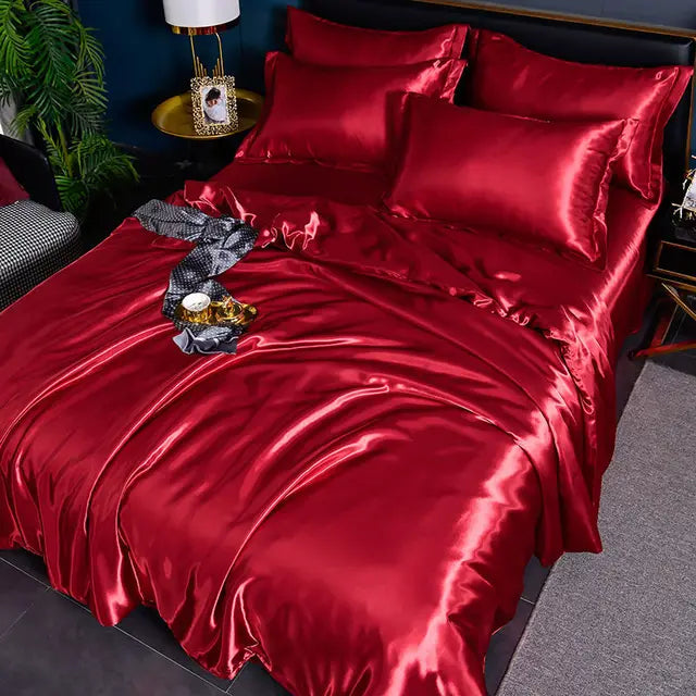 Luxurious Satin Duvet Cover - SilkSerenity-Dark red-150X200CM-State of Style