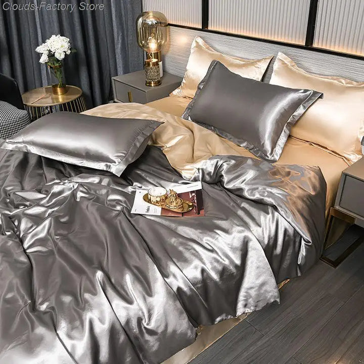 Luxurious Satin Duvet Cover - SilkSerenity-Silver-150X200CM-State of Style