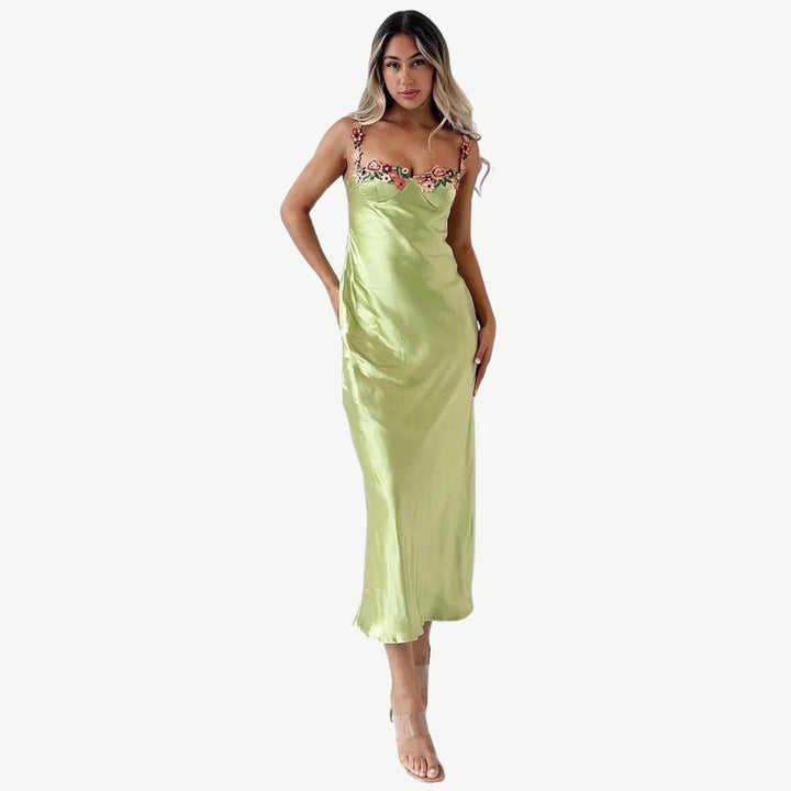 Luxurious Satin Slip Dress - Celeste-Green-S-State of Style