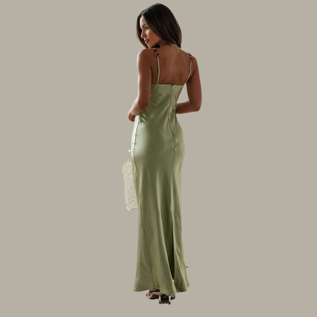 Luxurious Satin Slip Dress - Celeste-Green-S-State of Style