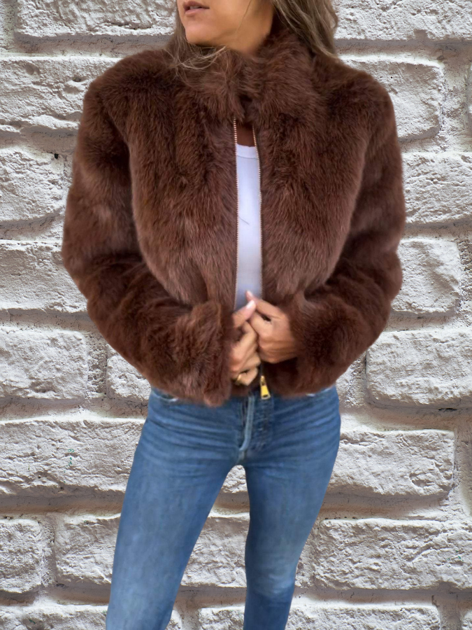 Luxurious Soft Women's Coat - Aurora-Brown-S-State of Style