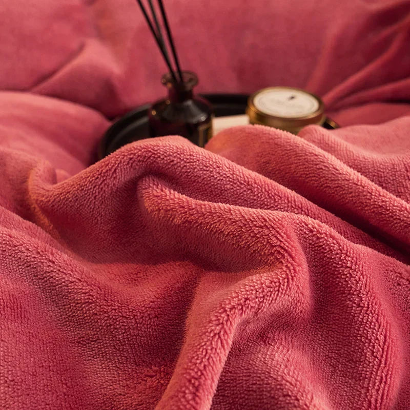 Luxurious Velvet Fleece Duvet Cover Set - PlushHaven-Dark Pink-1.5m Bed-State of Style
