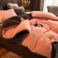 Luxurious Velvet Fleece Duvet Cover Set - PlushHaven-Dark Pink-1.5m Bed-State of Style