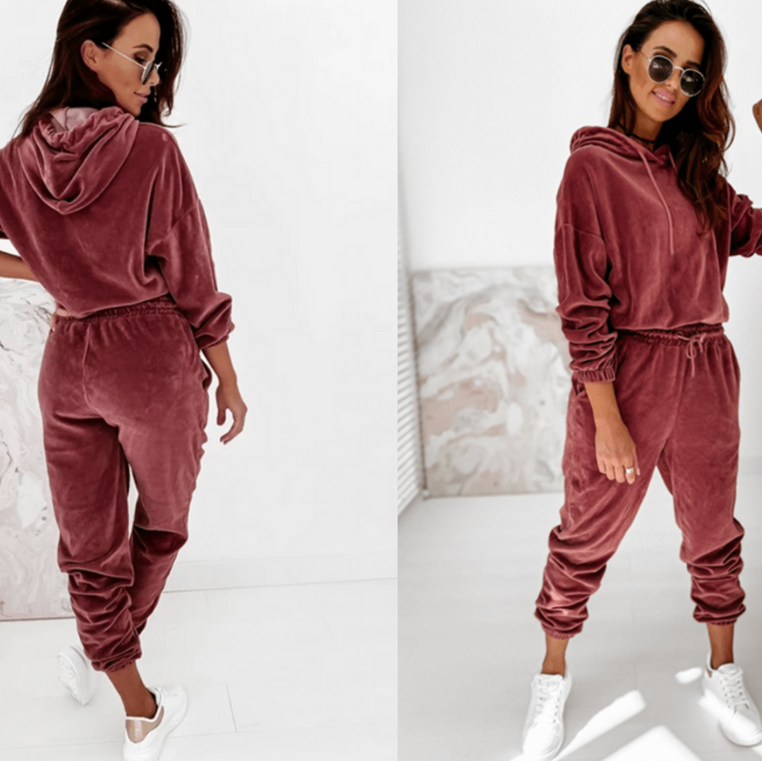 Luxurious Velvet Tracksuit | Soft & Durable Activewear-Burgundy-S-State of Style