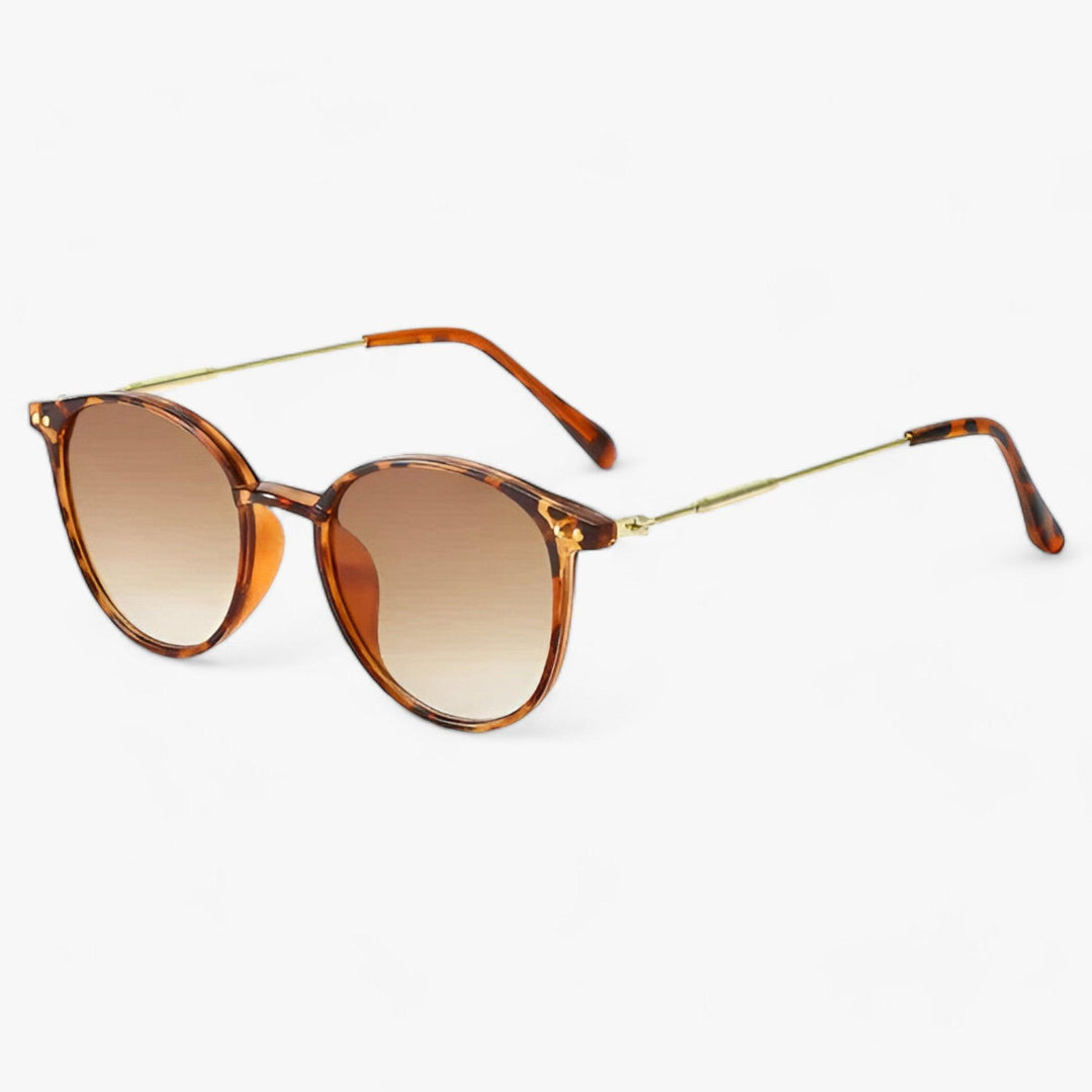 Luxurious women's sunglasses with a round frame – Liora-Leopard Brown-State of Style