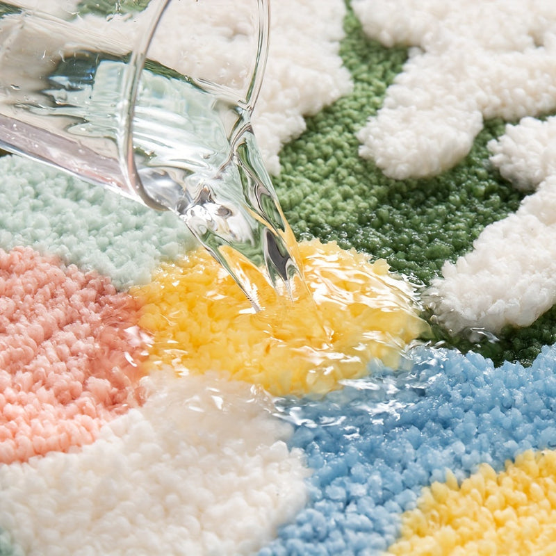 Luxury Bath Mat with Floral Pattern, Extra Soft and Absorbent - Florina-45x70CM-Happy Flower Forest-State of Style