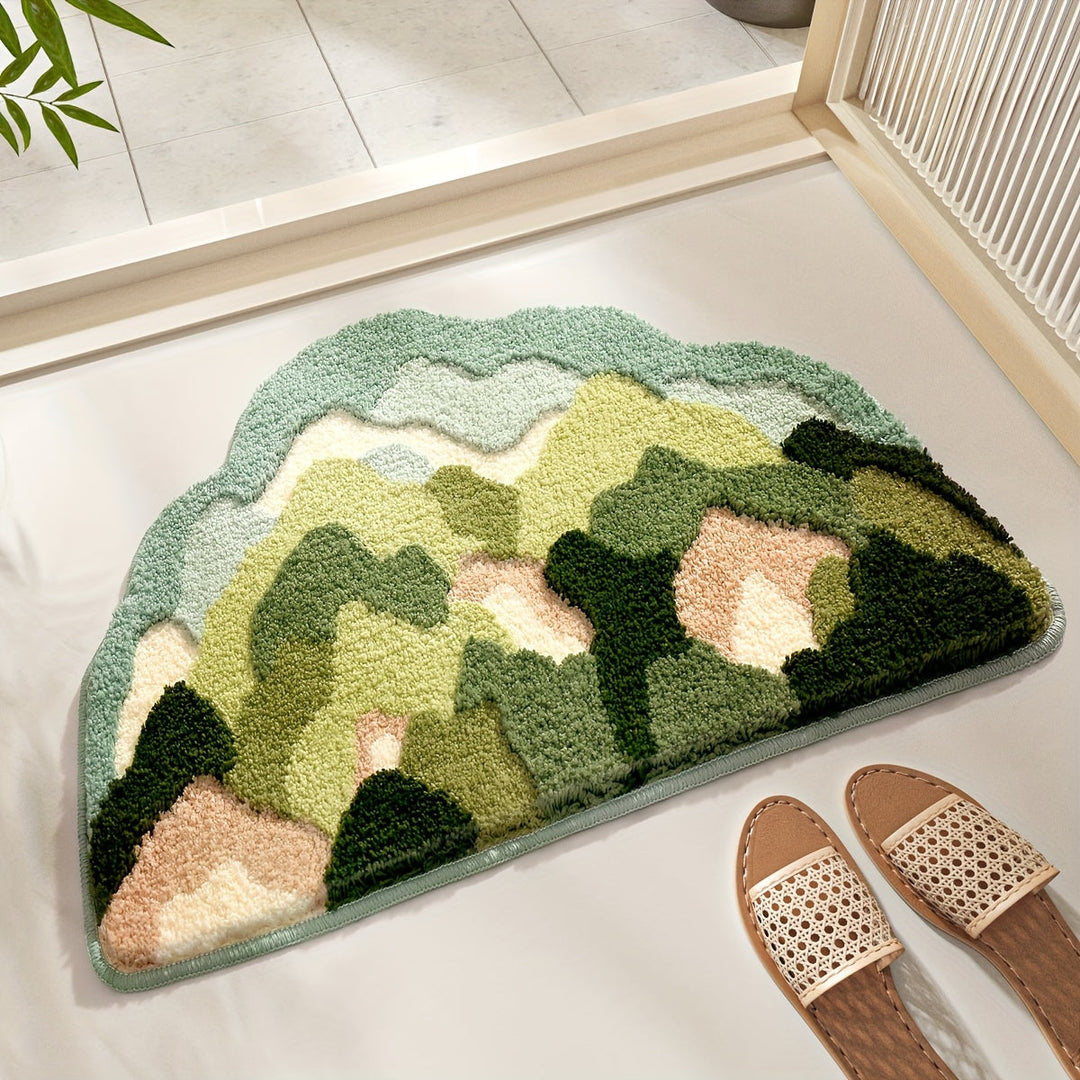 Luxury Bath Mat with Floral Pattern, Extra Soft and Absorbent - Florina-45x70CM-Happy Flower Forest-State of Style
