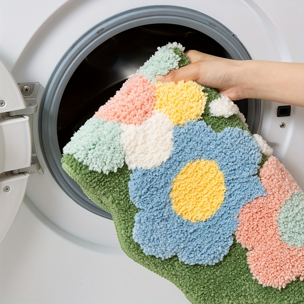 Luxury Bath Mat with Floral Pattern, Extra Soft and Absorbent - Florina-Happy Flower Forest-45x70CM-State of Style