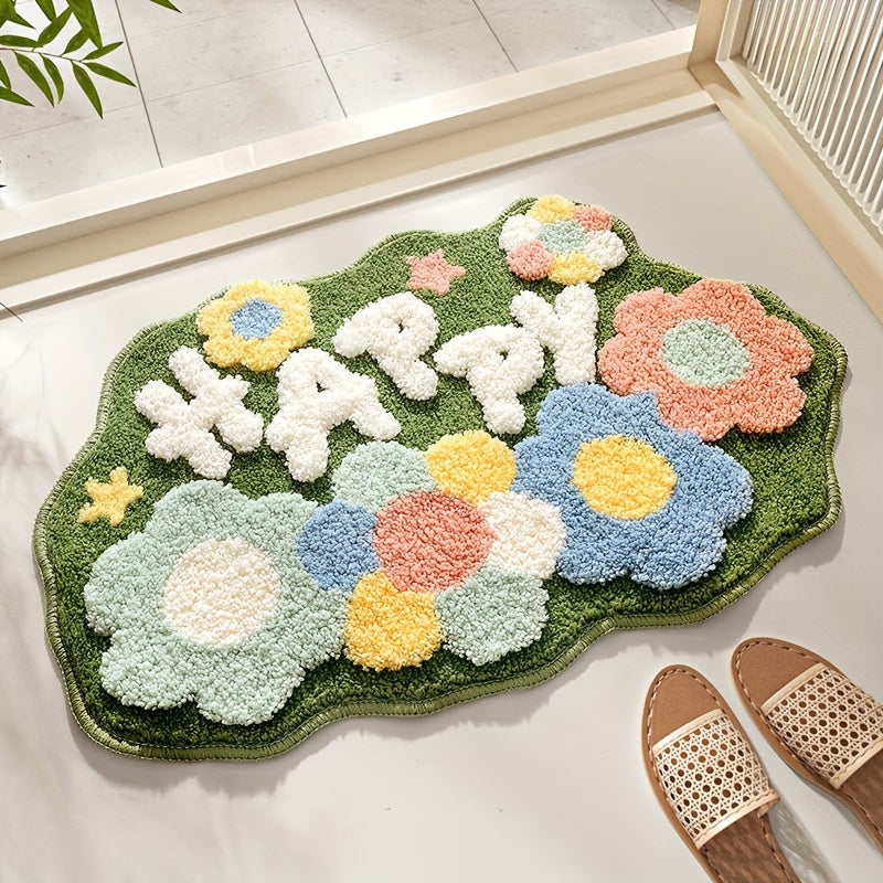 Luxury Bath Mat with Floral Pattern, Extra Soft and Absorbent - Florina-Happy Flower Forest-45x70CM-State of Style