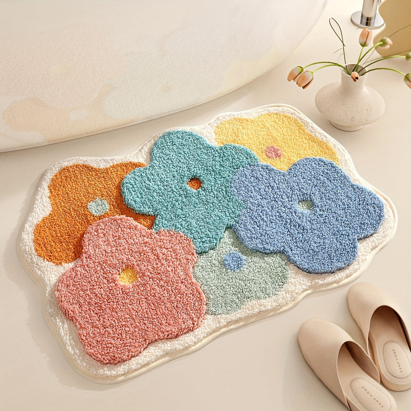 Luxury Bath Mat with Floral Pattern, Extra Soft and Absorbent - Florina-Welcome-45x70CM-State of Style