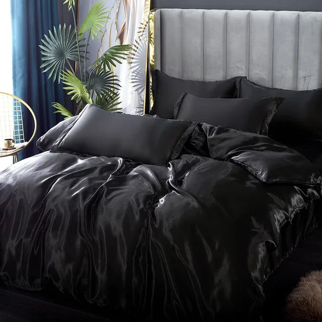 Luxury Bedding Set - SilkEssence-Black-90 x 200.00 cm-State of Style
